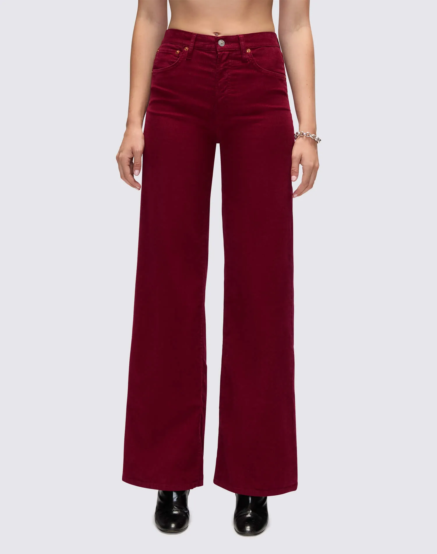 High Rise Wide Leg - Beet Cord sold by Re/Done product image thumbnail 2
