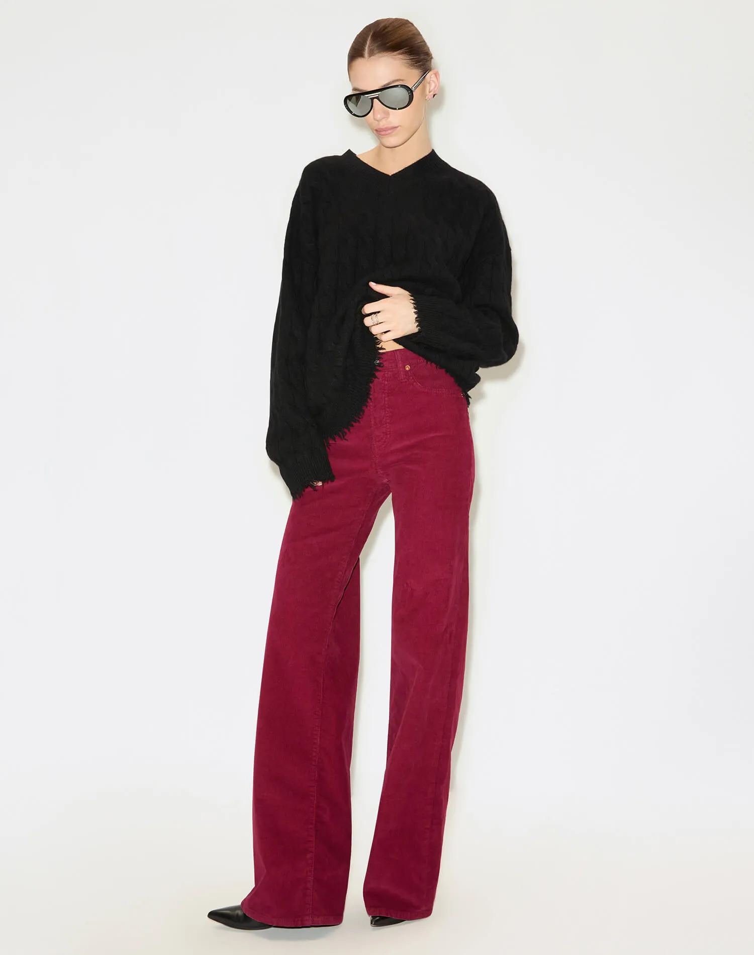 High Rise Wide Leg - Beet Cord sold by Re/Done product image thumbnail 3