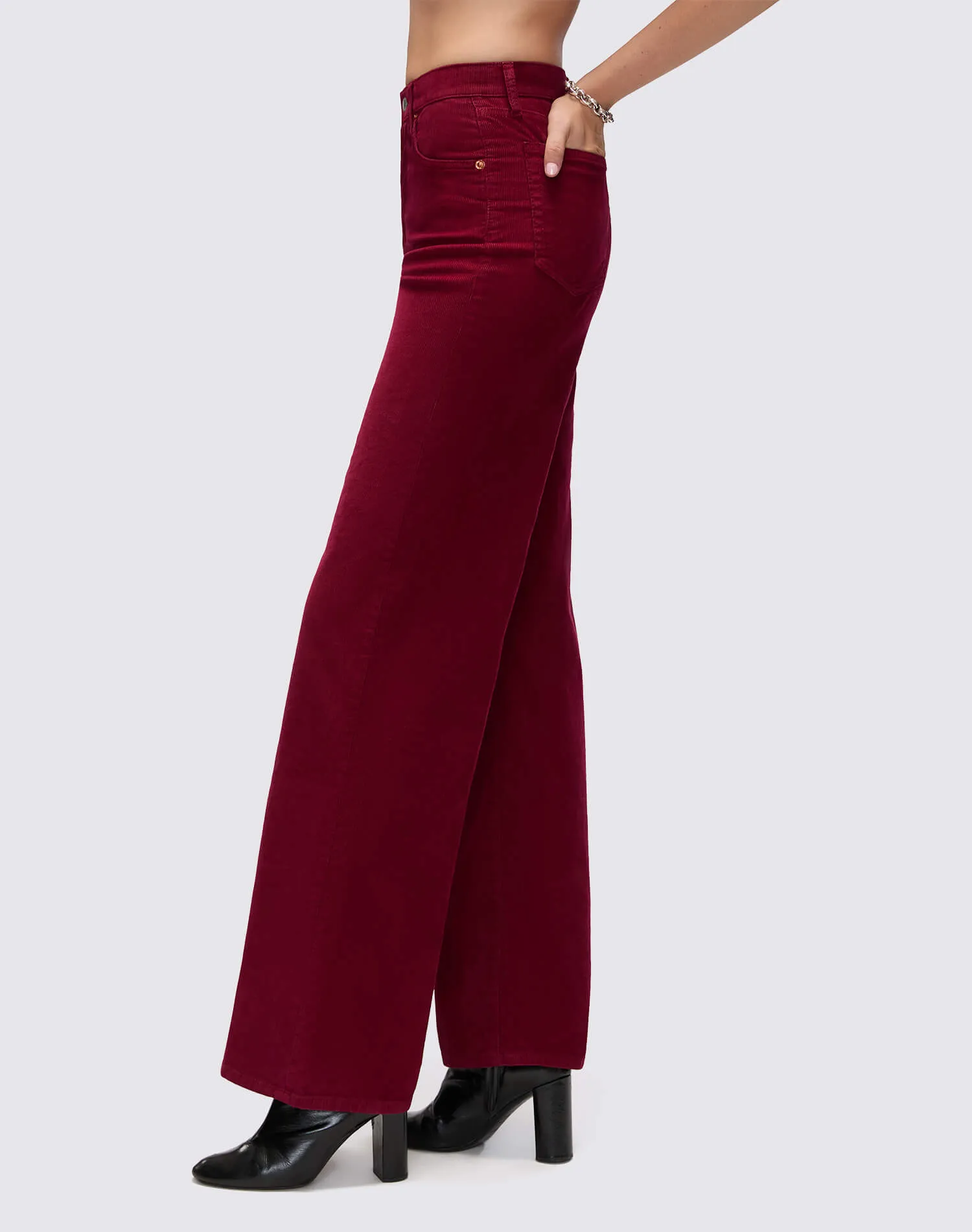 High Rise Wide Leg - Beet Cord sold by Re/Done product image thumbnail 4