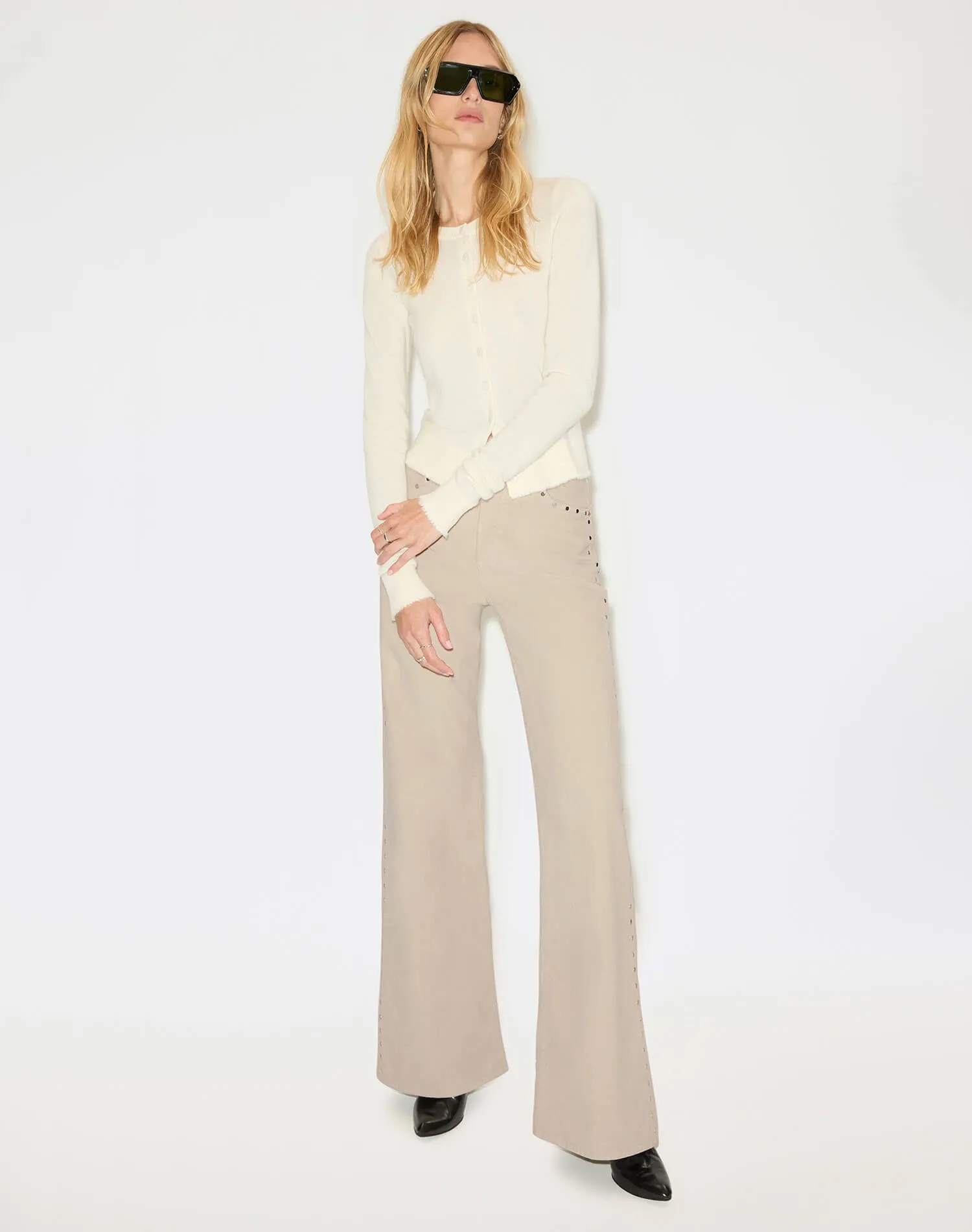 Comfort Stretch Corduroy High Rise Wide Leg - Vintage Pearl Stud sold by Re/Done product image thumbnail 3