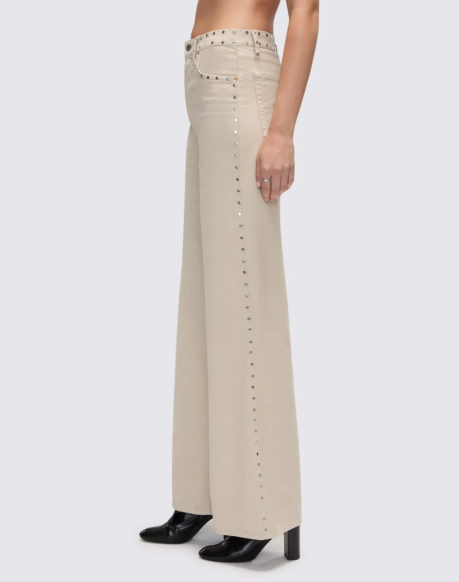 Comfort Stretch Corduroy High Rise Wide Leg - Vintage Pearl Stud sold by Re/Done product image thumbnail 4