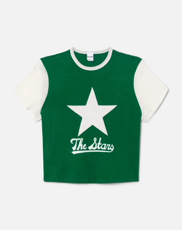Jagger Boxy Jersey "The Stars" - Emerald/Vintage White made by Re/Done