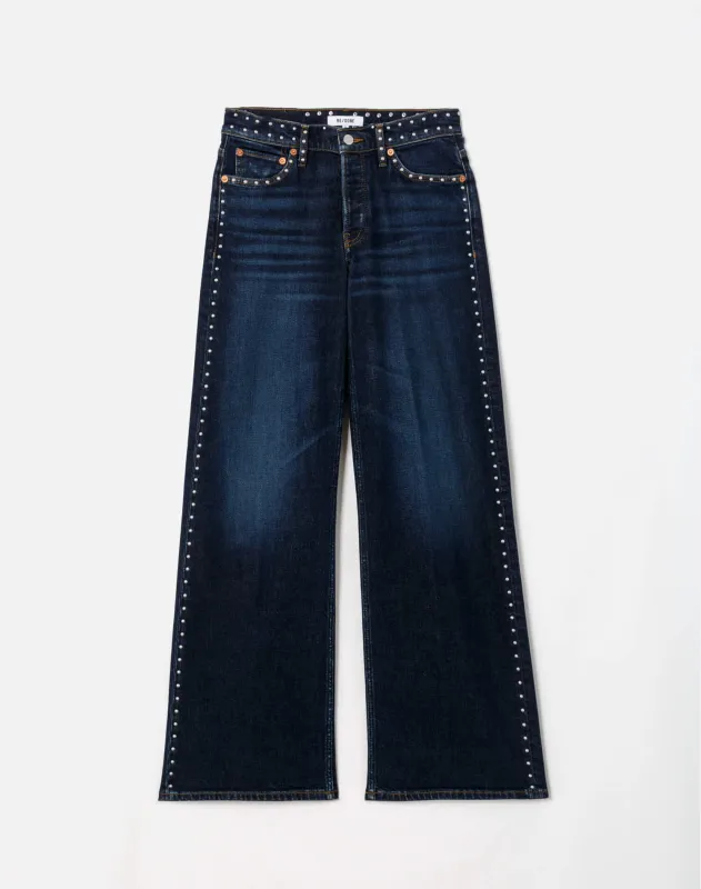 Comfort Stretch Studded Mid Rise Wide Leg - Barely Worn Stud sold by Re/Done