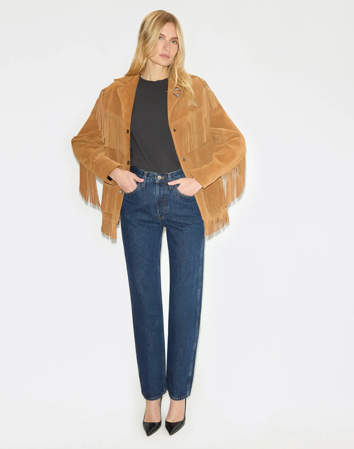 Suede Fringe Jacket - Tan sold by Re/Done product image thumbnail 3