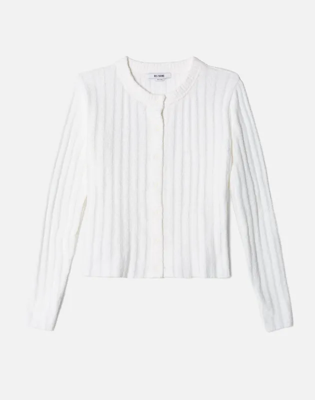 Terry Ribbed Cardi - Vintage White made by Re/Done