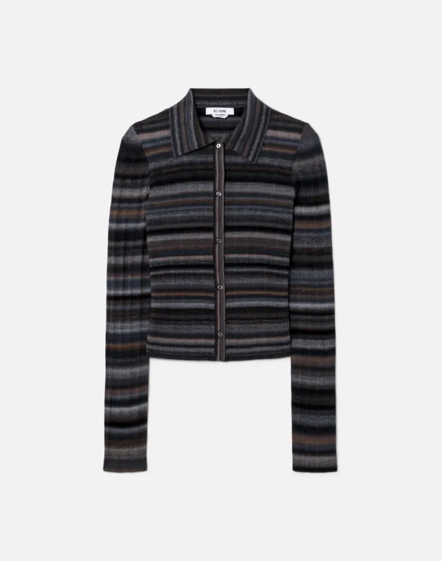 Ribbed Polo Cardi - Black Combo made by Re/Done