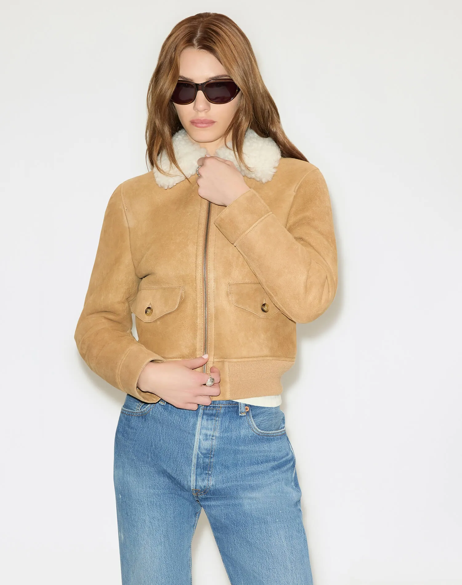 Shearling Bomber - Tobacco sold by Re/Done product image thumbnail 3