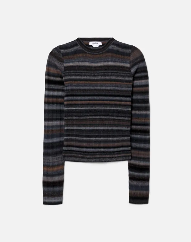 Long Sleeve Rib Crewneck - Black Combo sold by Re/Done