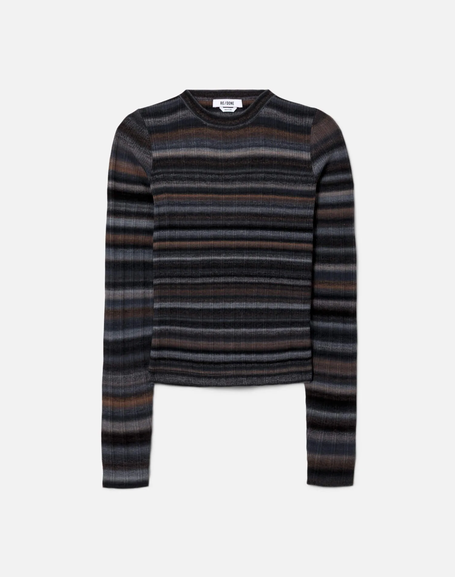Long Sleeve Rib Crewneck - Black Combo sold by Re/Done