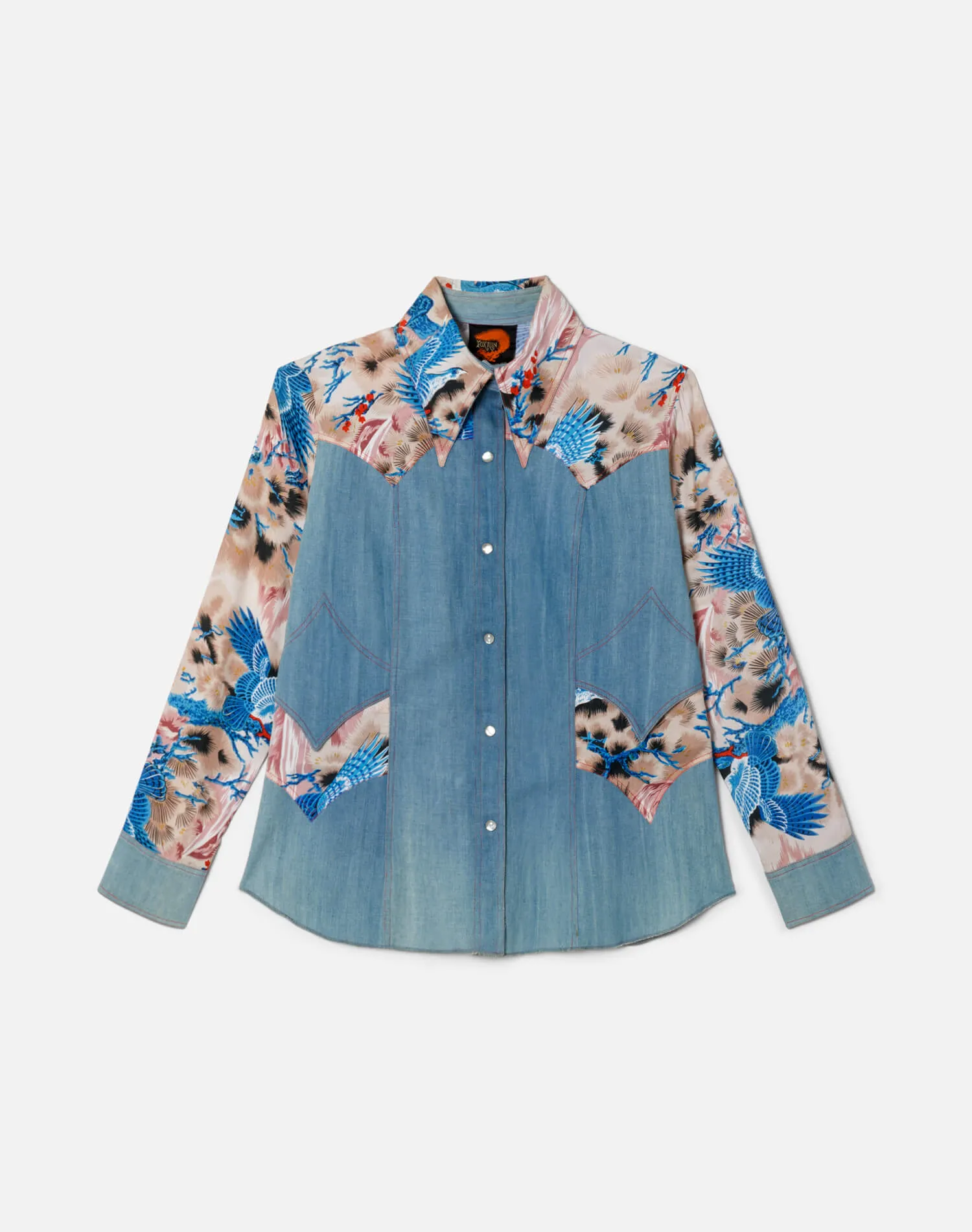 70s Fox Run Denim And Hawaiian Snap Button Up Shirt -#27 sold by Re/Done