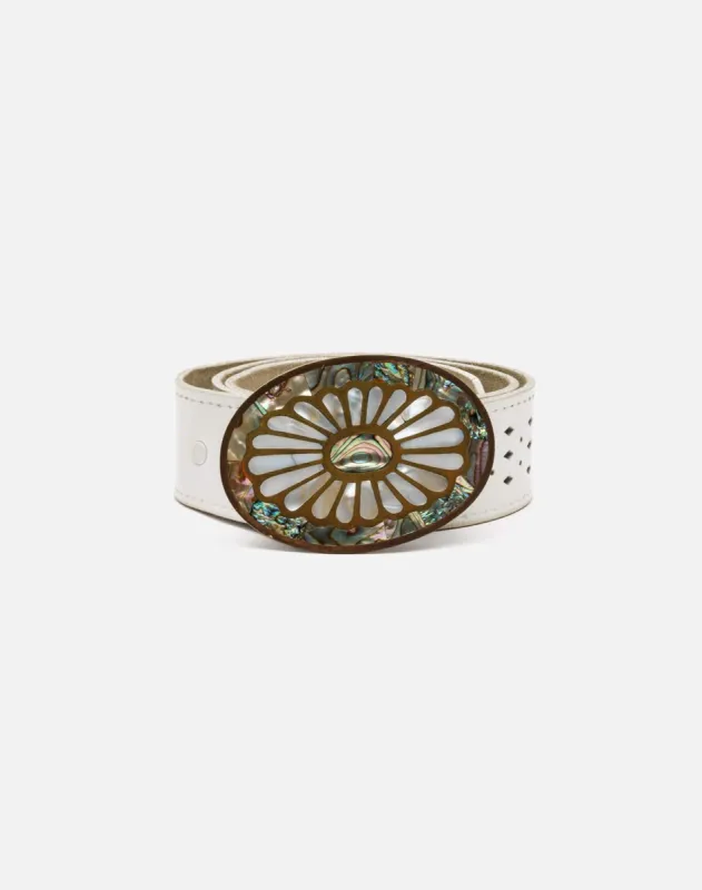 70s Abalone and Brass Belt -#15 made by Re/Done