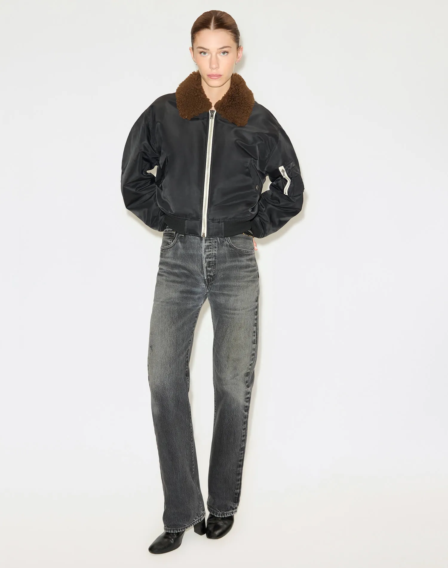 Shrunken Bomber - Black sold by Re/Done product image thumbnail 3