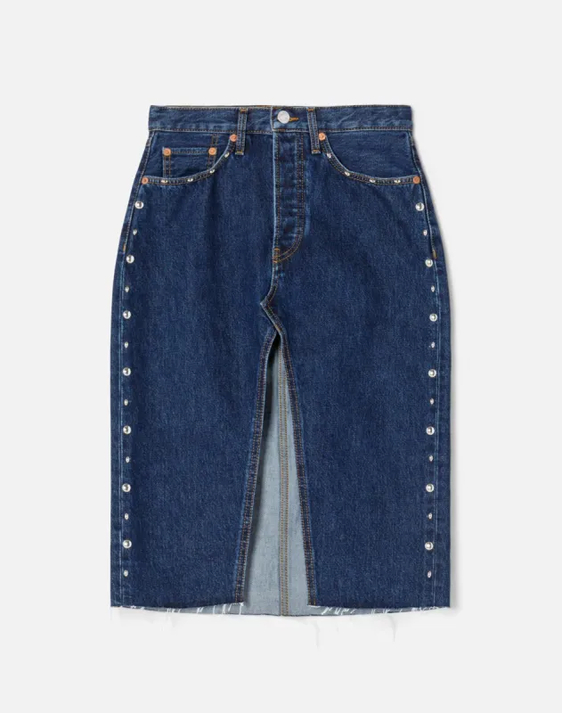 Midi Denim Skirt - Heritage Rinse Stud made by Re/Done