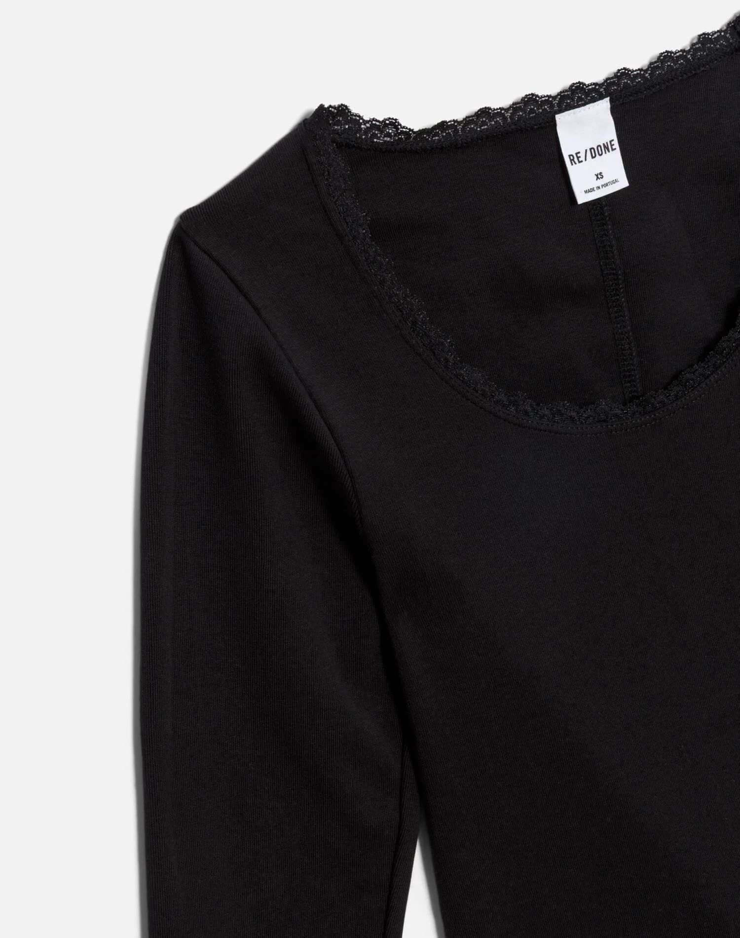 Lace Scoop Neck Long Sleeve - Black sold by Re/Done product image thumbnail 4