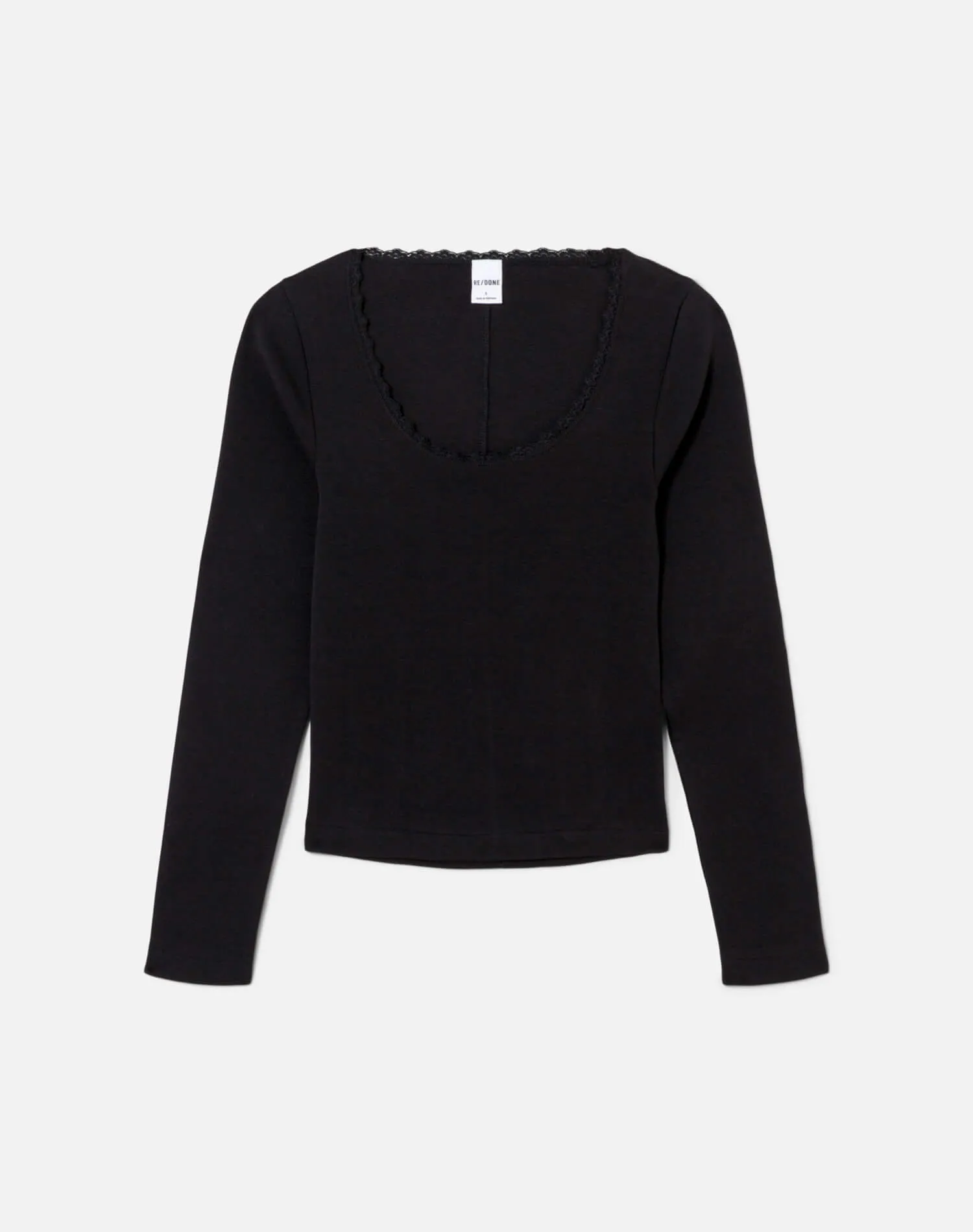 Lace Scoop Neck Long Sleeve - Black sold by Re/Done