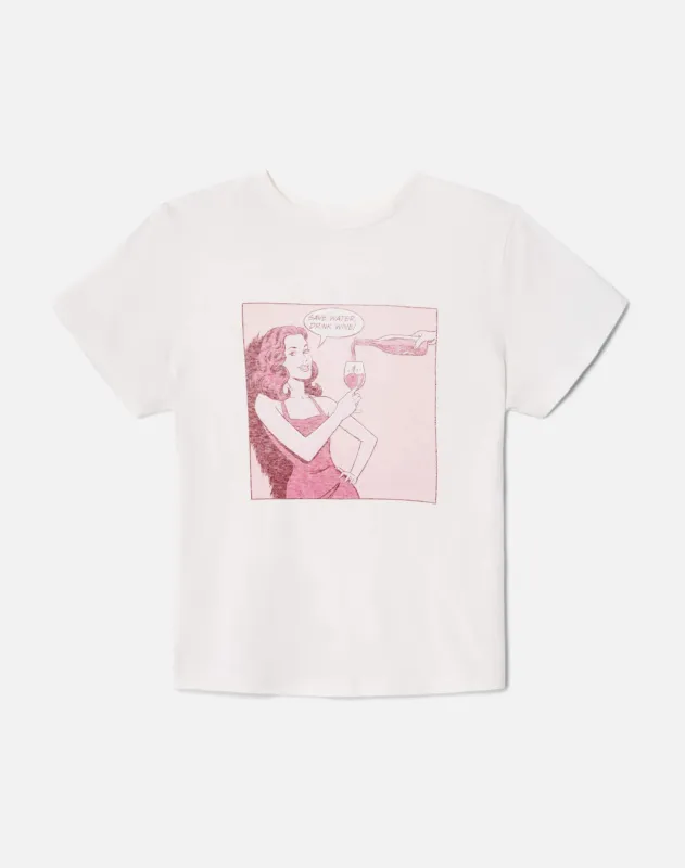 Classic "Drink Wine" Tee - Vintage White sold by Re/Done