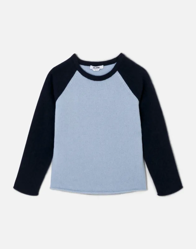 Shrunken Baseball Raglan - Bluebell/Navy made by Re/Done