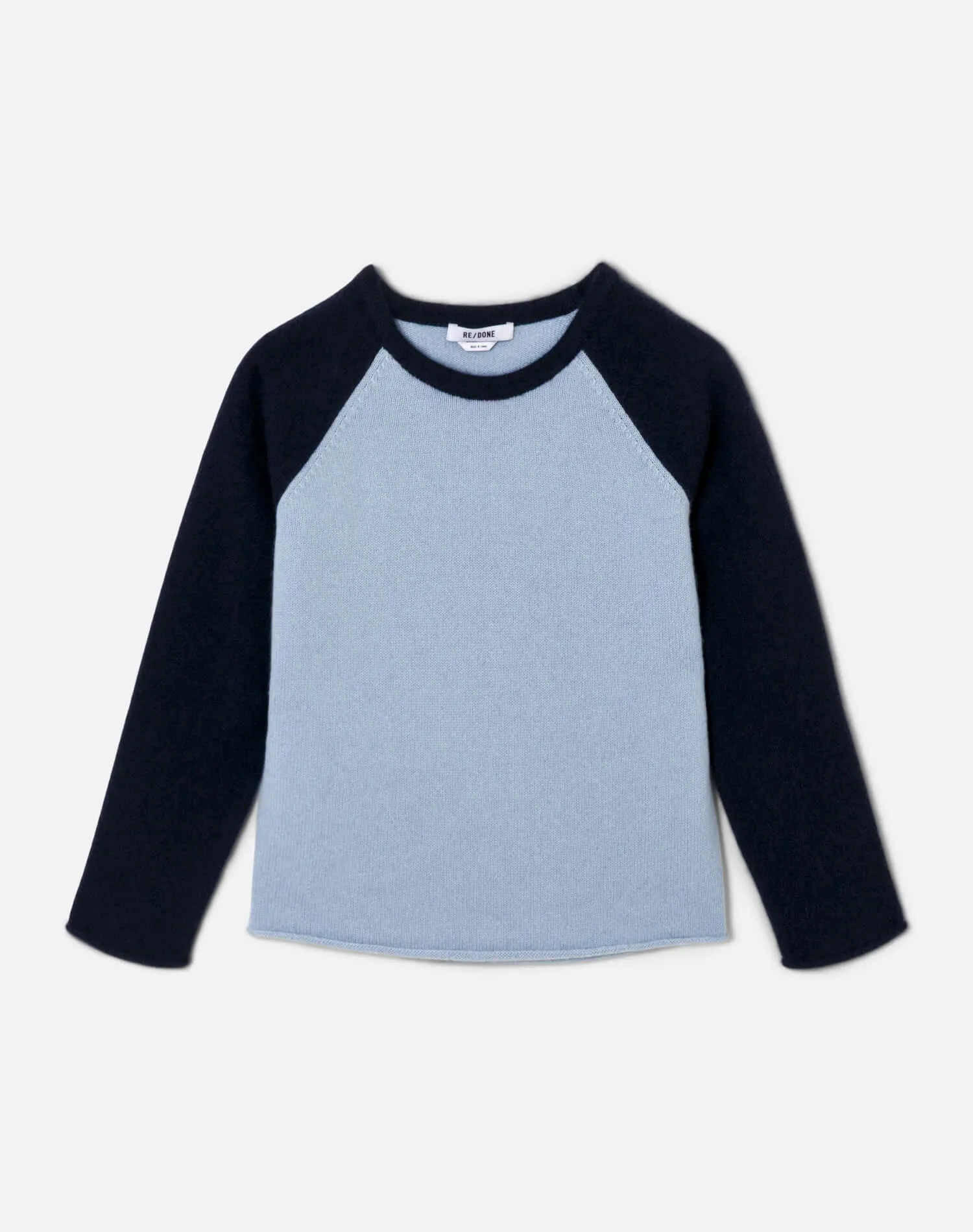 Shrunken Baseball Raglan - Bluebell/Navy sold by Re/Done