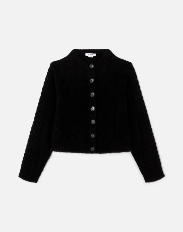 Cable Cardigan - Black sold by Re/Done