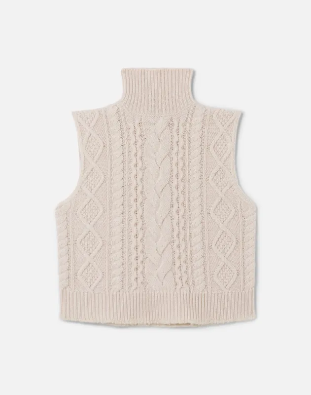 Cable Turtleneck Vest - Linen sold by Re/Done