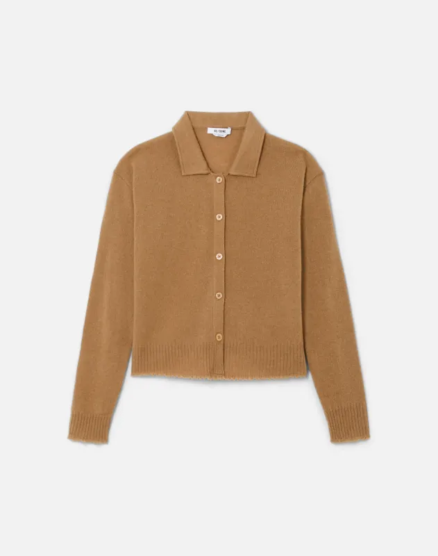 The Loose Polo Cardigan - Toffee sold by Re/Done