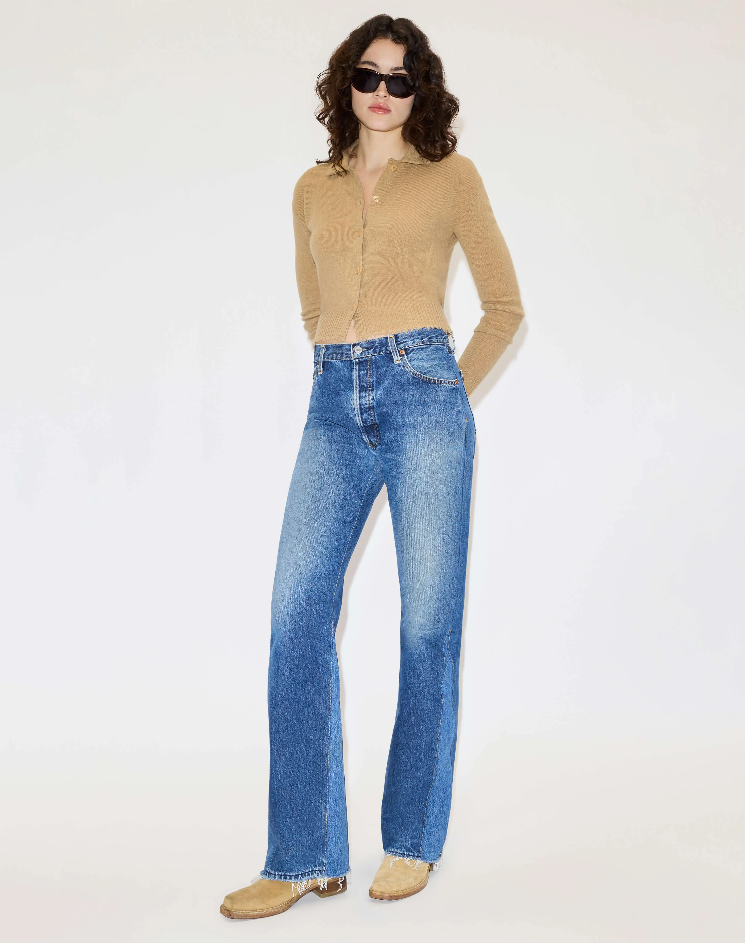 The Loose Polo Cardigan - Toffee sold by Re/Done product image thumbnail 3