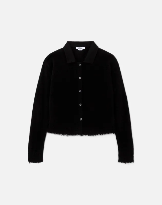 The Loose Polo Cardigan - Black sold by Re/Done