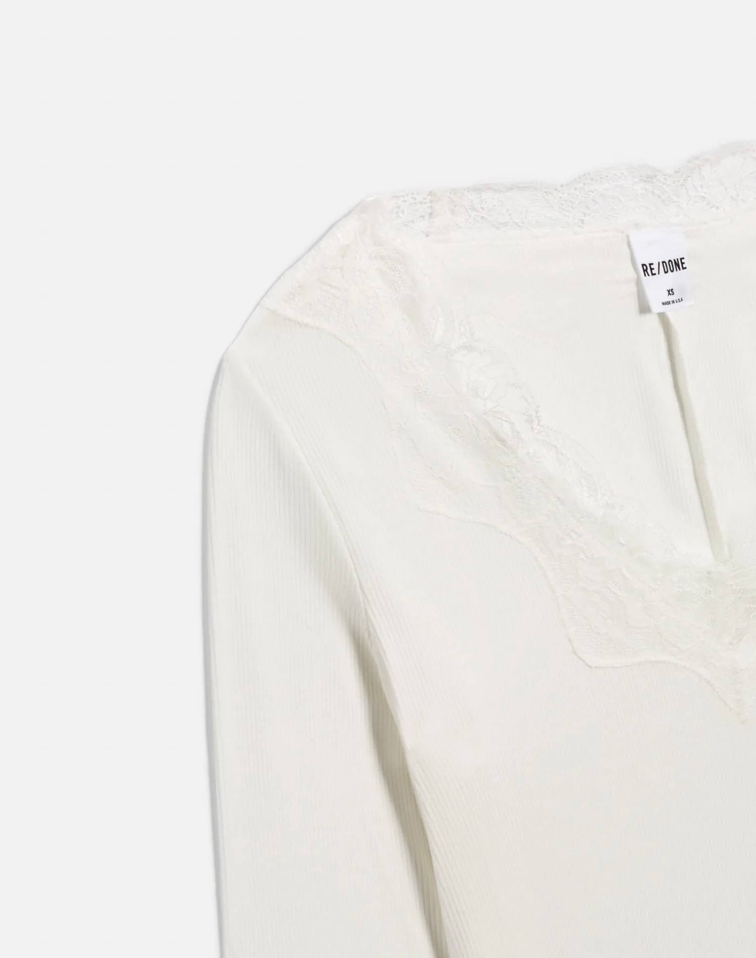 Lace V Neck Long Sleeve - Off White sold by Re/Done product image thumbnail 3