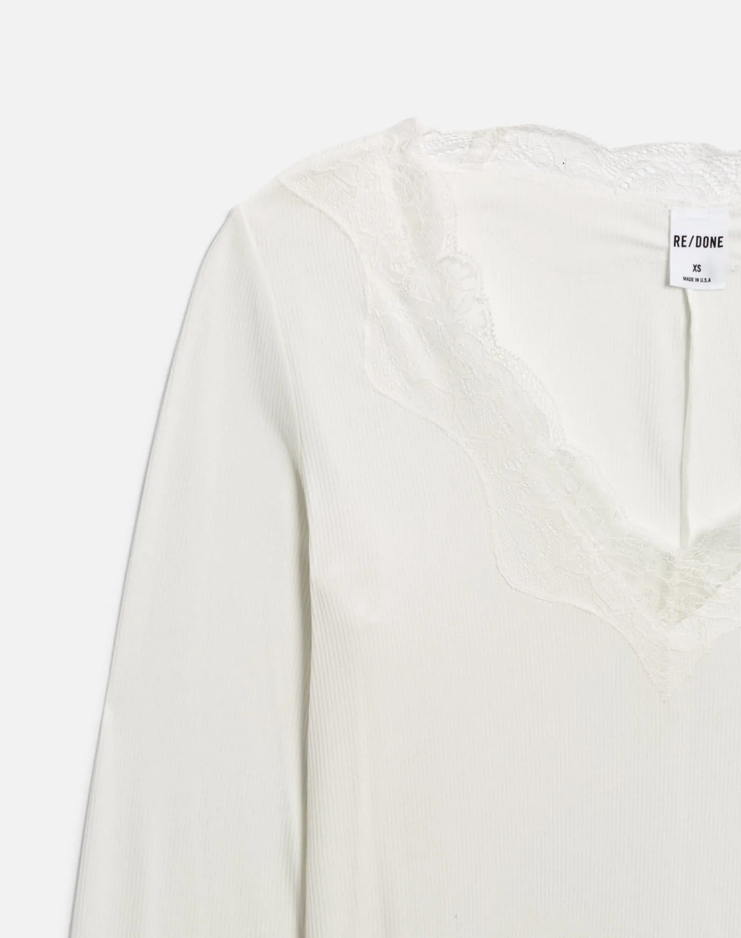 Lace V Neck Long Sleeve - Off White sold by Re/Done product image thumbnail 4