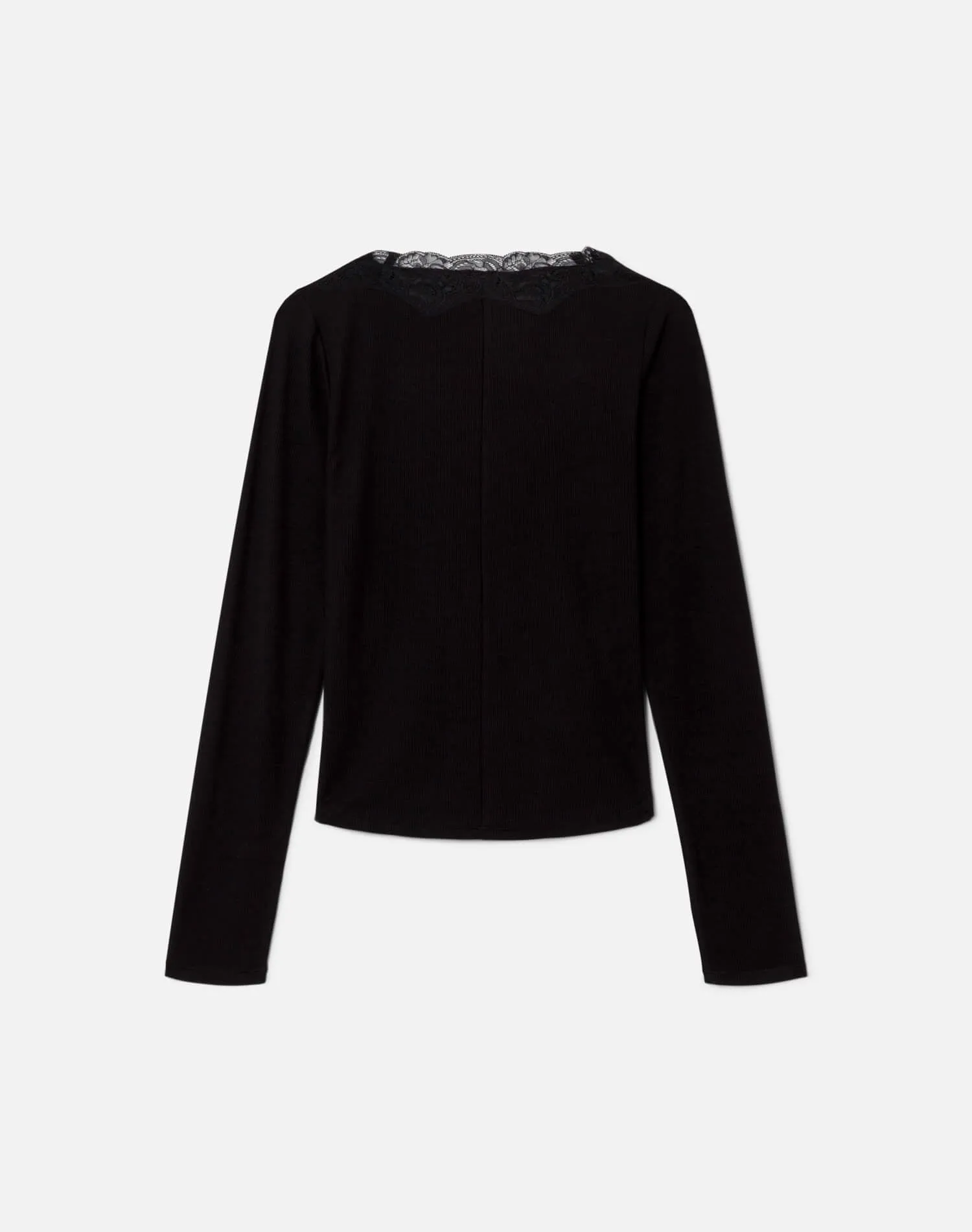 Lace V Neck Long Sleeve - Black sold by Re/Done product image thumbnail 2