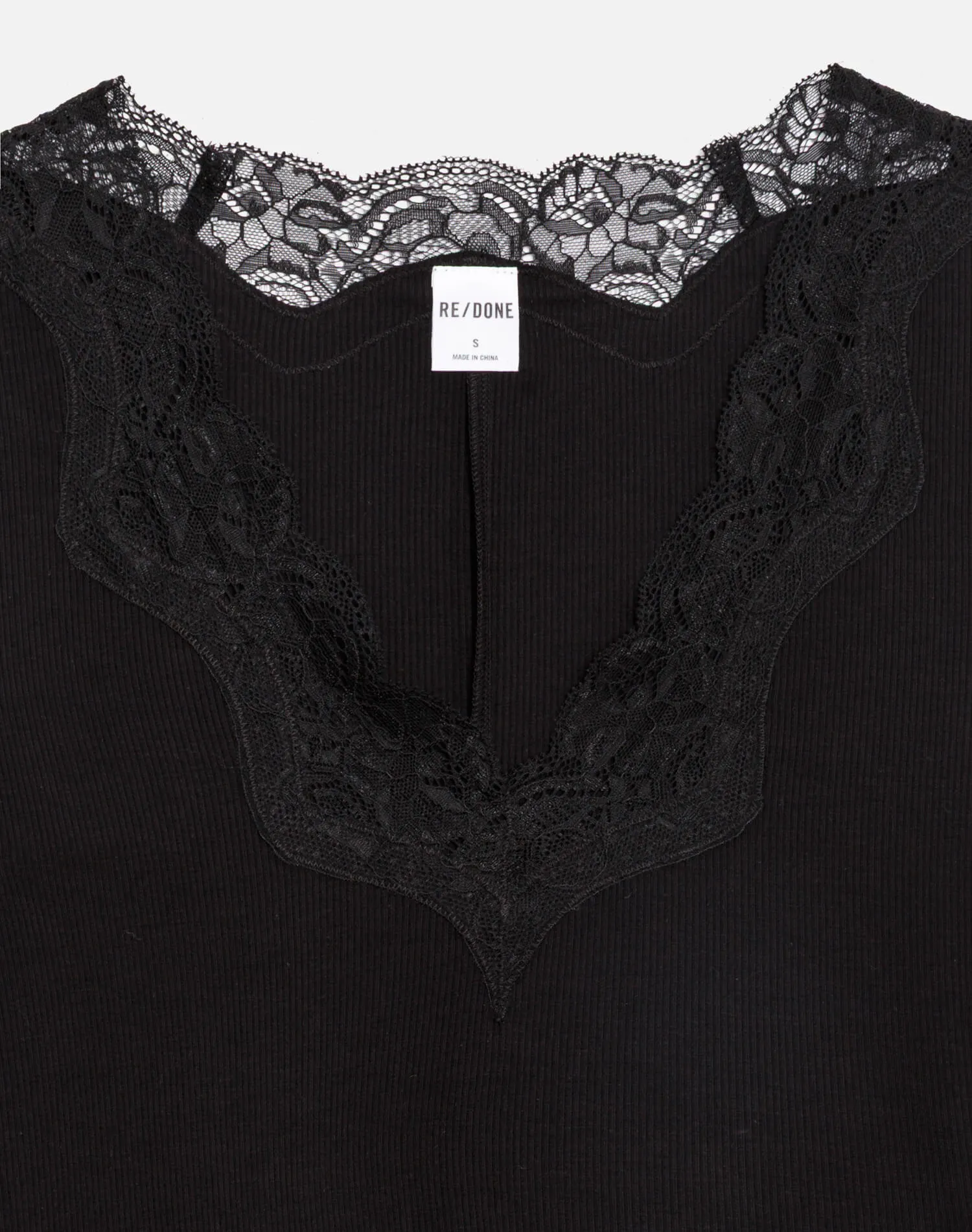 Lace V Neck Long Sleeve - Black sold by Re/Done product image thumbnail 4