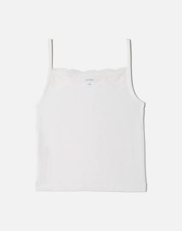 Lace Ribbed Cami - Off White sold by Re/Done