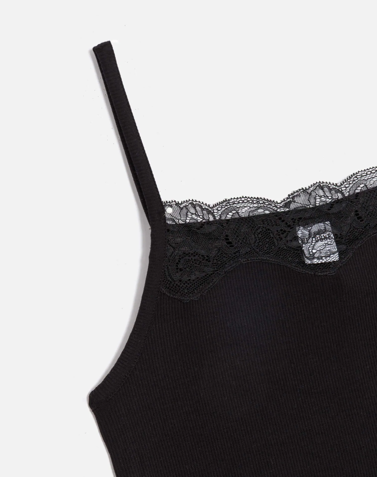 Lace Ribbed Cami - Black sold by Re/Done product image thumbnail 3