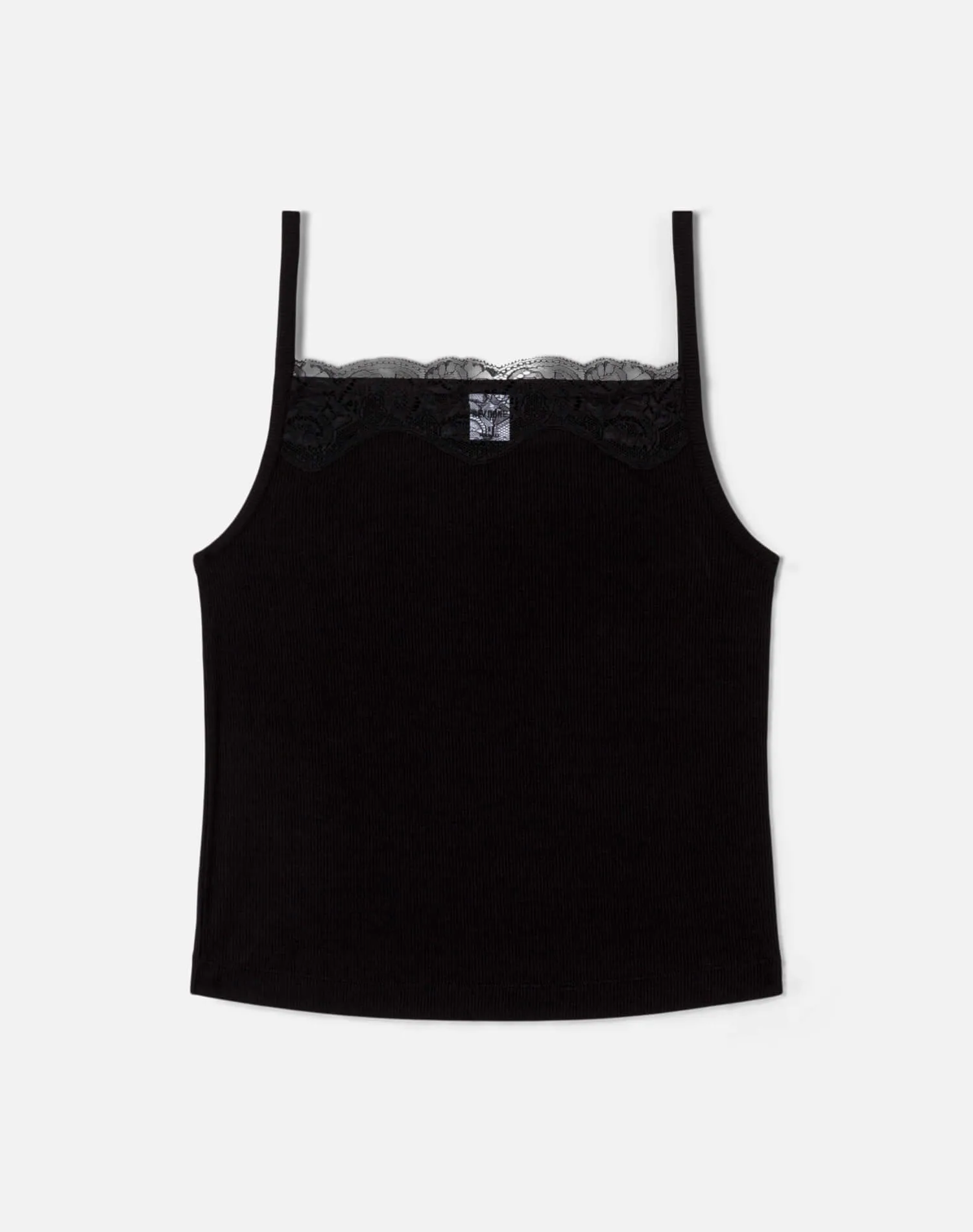 Lace Ribbed Cami - Black sold by Re/Done