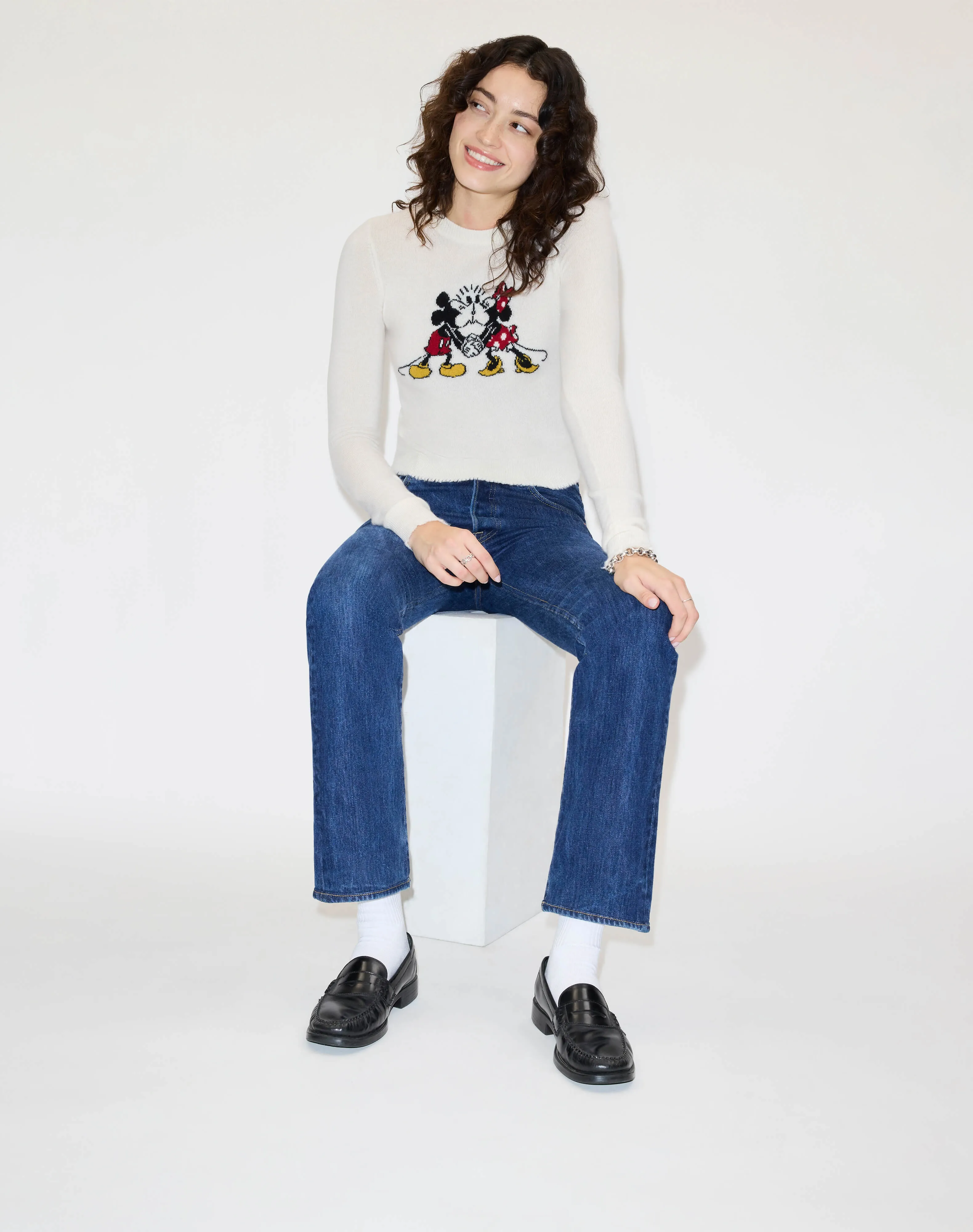 Cashmere "Mickey Mouse" Crewneck - Ivory Multi sold by Re/Done product image thumbnail 3