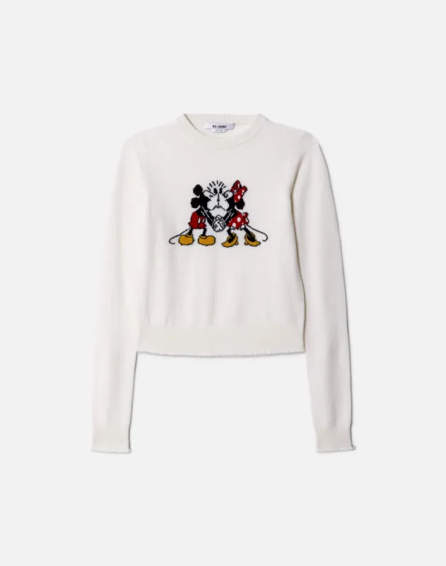 Cashmere "Mickey Mouse" Crewneck - Ivory Multi sold by Re/Done