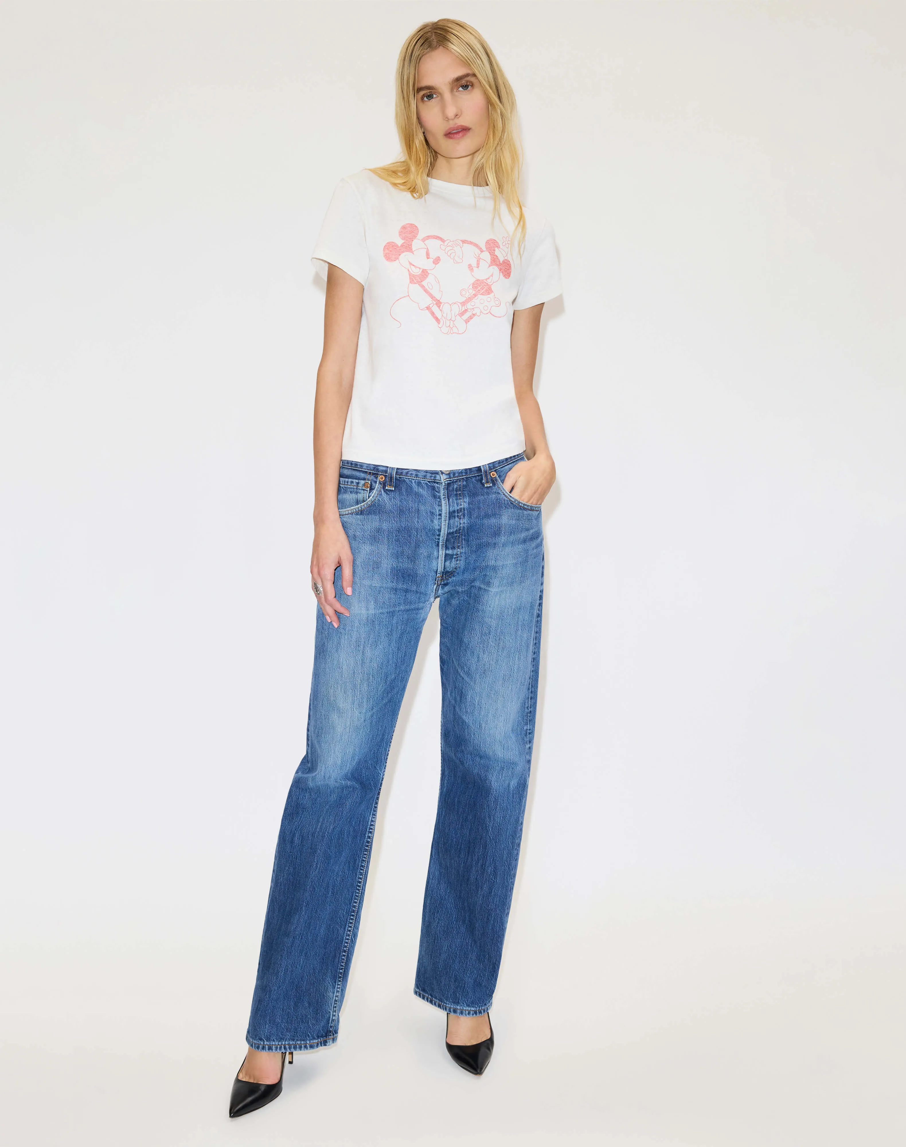 Classic "Disney Heart Hands" Tee - Vintage White sold by Re/Done product image thumbnail 4