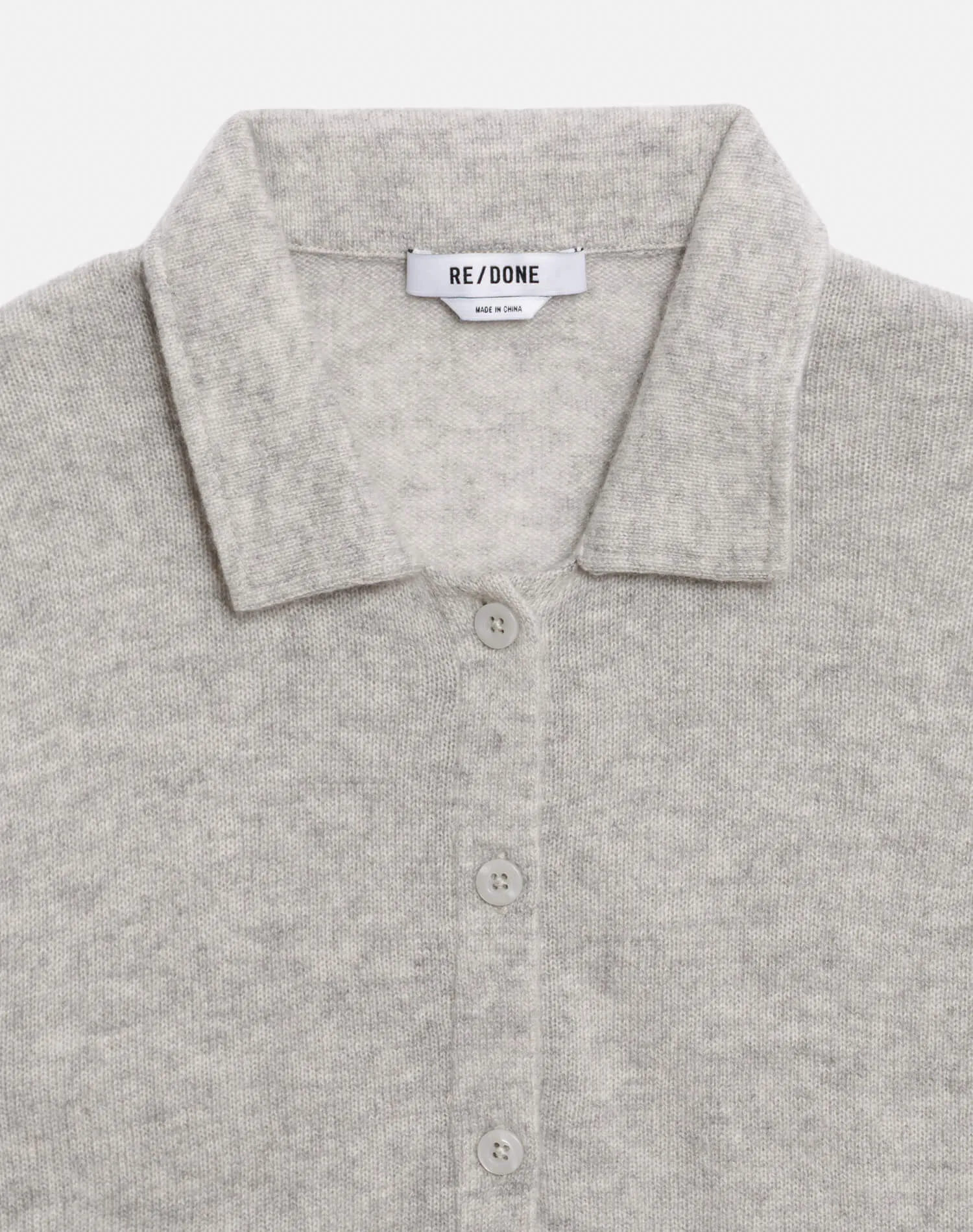 The Loose Polo Cardigan - Light Heather Grey sold by Re/Done product image thumbnail 5