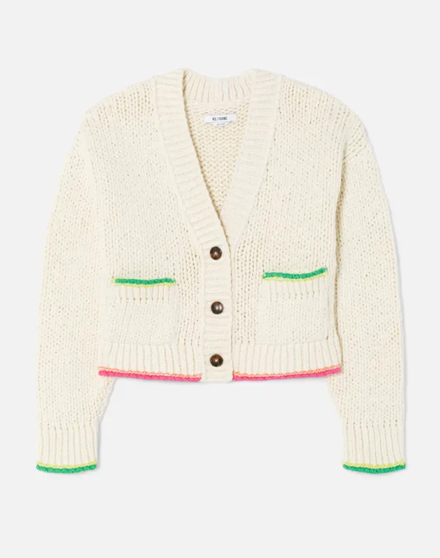 90s Crop Cardigan - Ivory Combo made by Re/Done