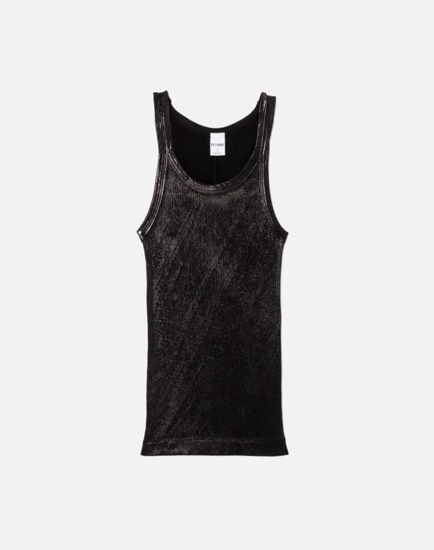 Foil Ribbed Tank - Black Foil made by Re/Done