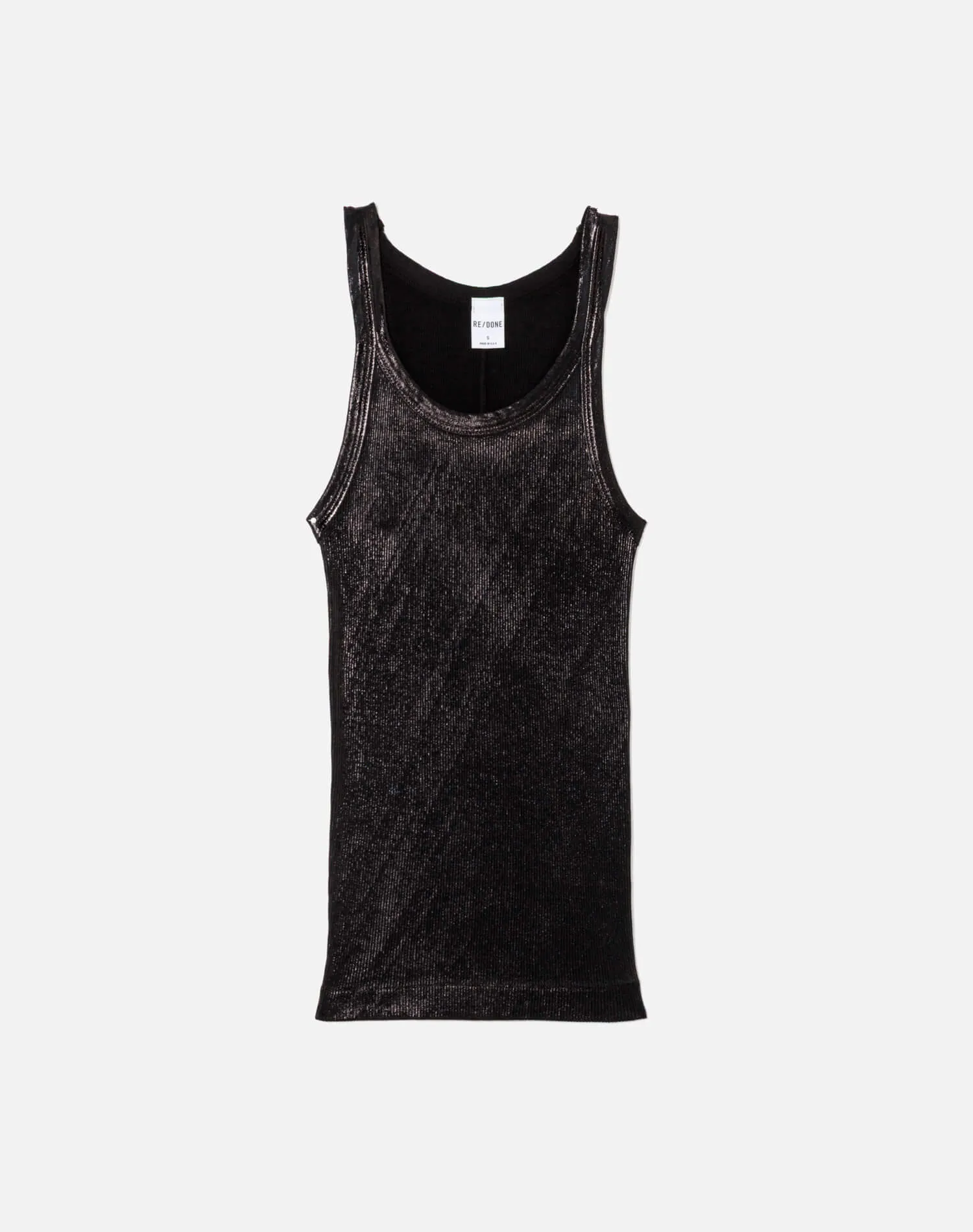 Foil Ribbed Tank - Black Foil sold by Re/Done