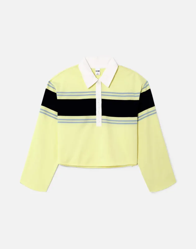 Cut Off Rugby Polo - Limeade Stripe sold by Re/Done