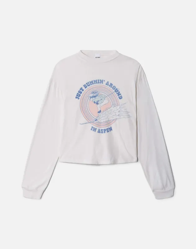 Boxy Boyfriend "Ski Bum" Long Sleeve - Vintage White made by Re/Done