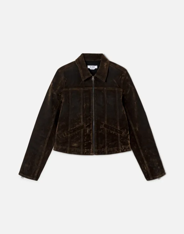 Slim Zip Jacket - Olive Branch Flocked made by Re/Done
