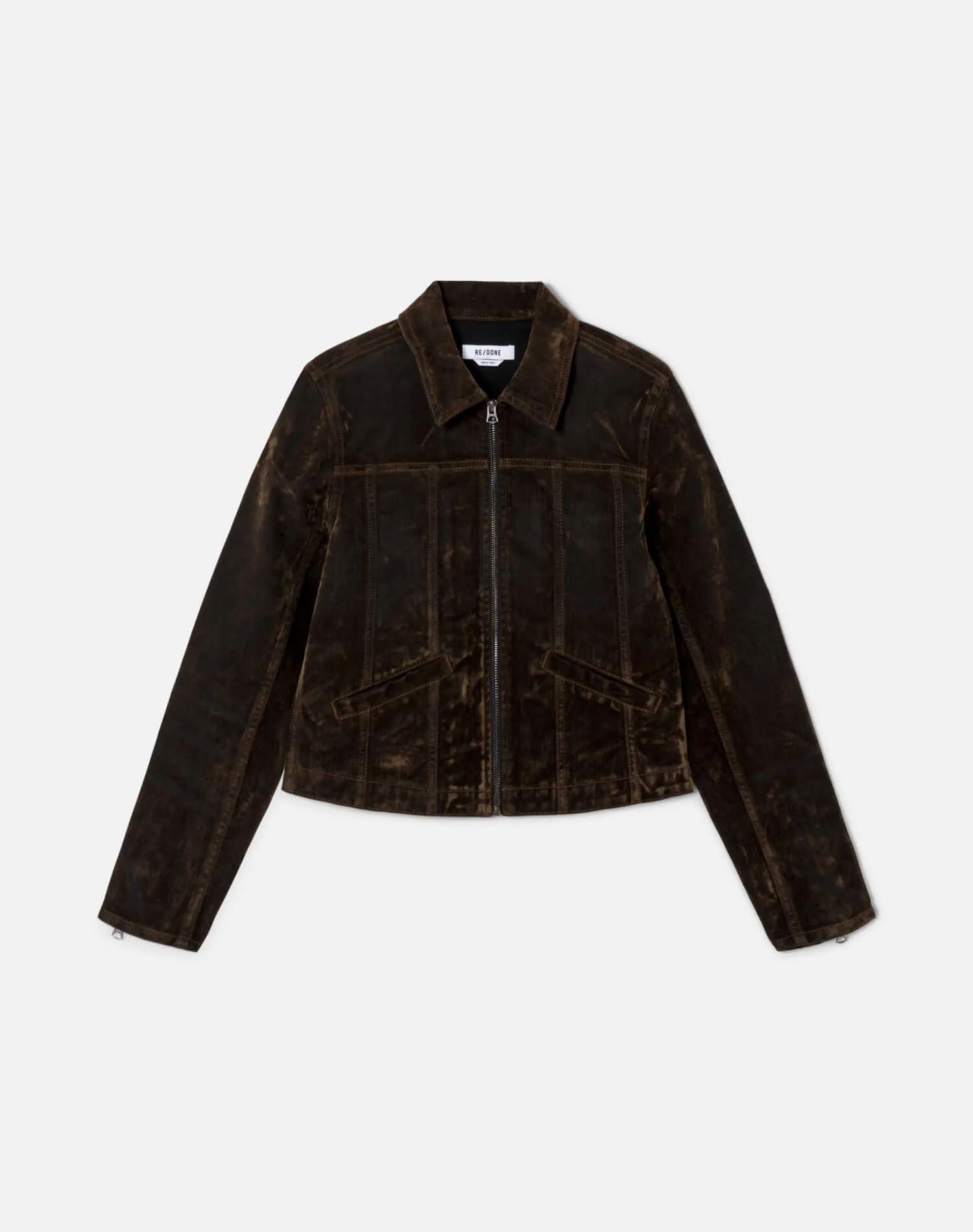 Slim Zip Jacket - Olive Branch Flocked sold by Re/Done
