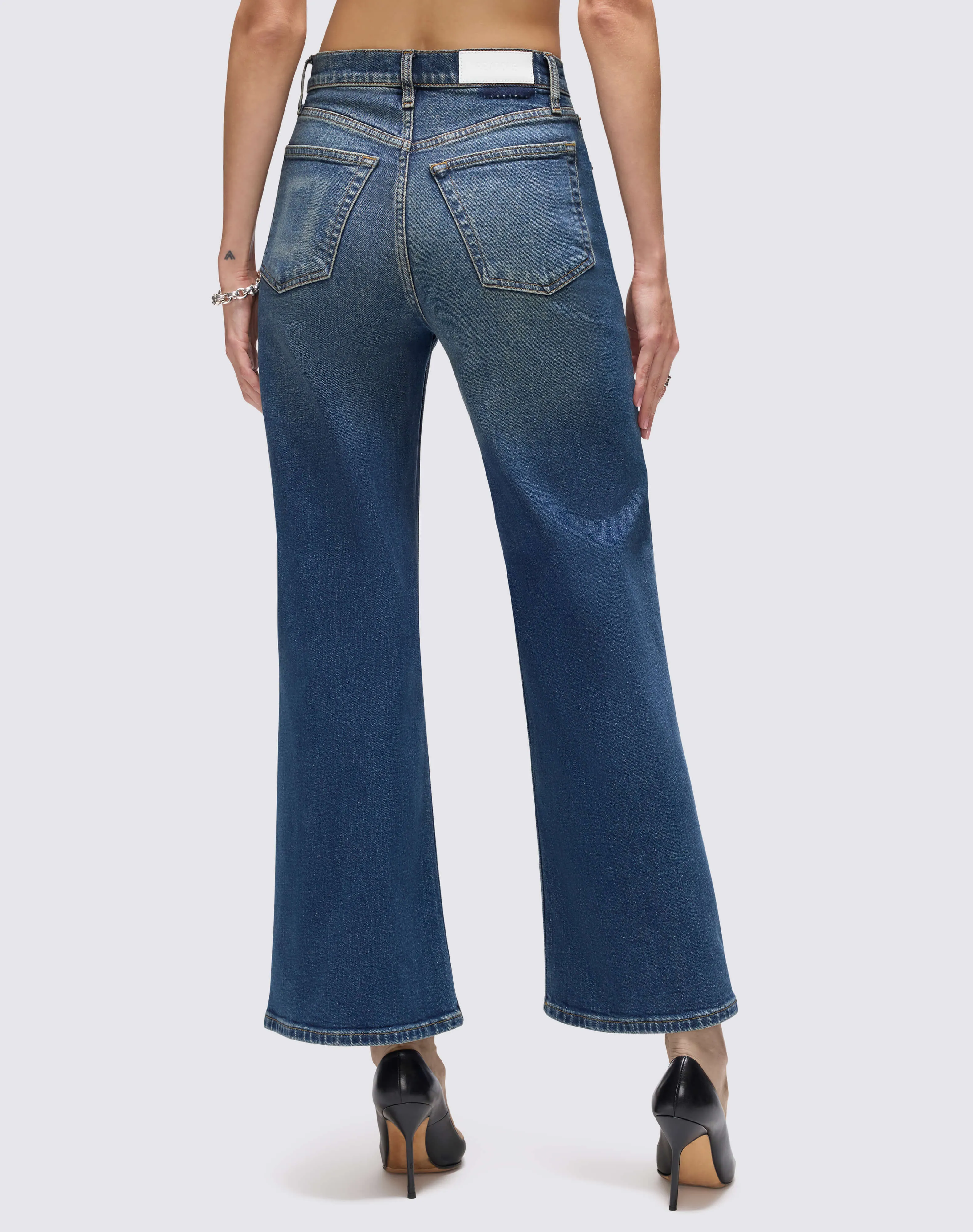 Comfort Stretch High Rise Wide Leg Crop - Smoke Water sold by Re/Done product image thumbnail 4