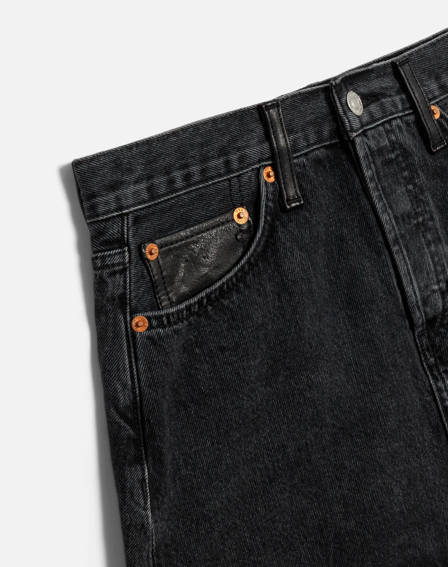 Aline Classic Skirt - Back To Black Leather sold by Re/Done product image thumbnail 3