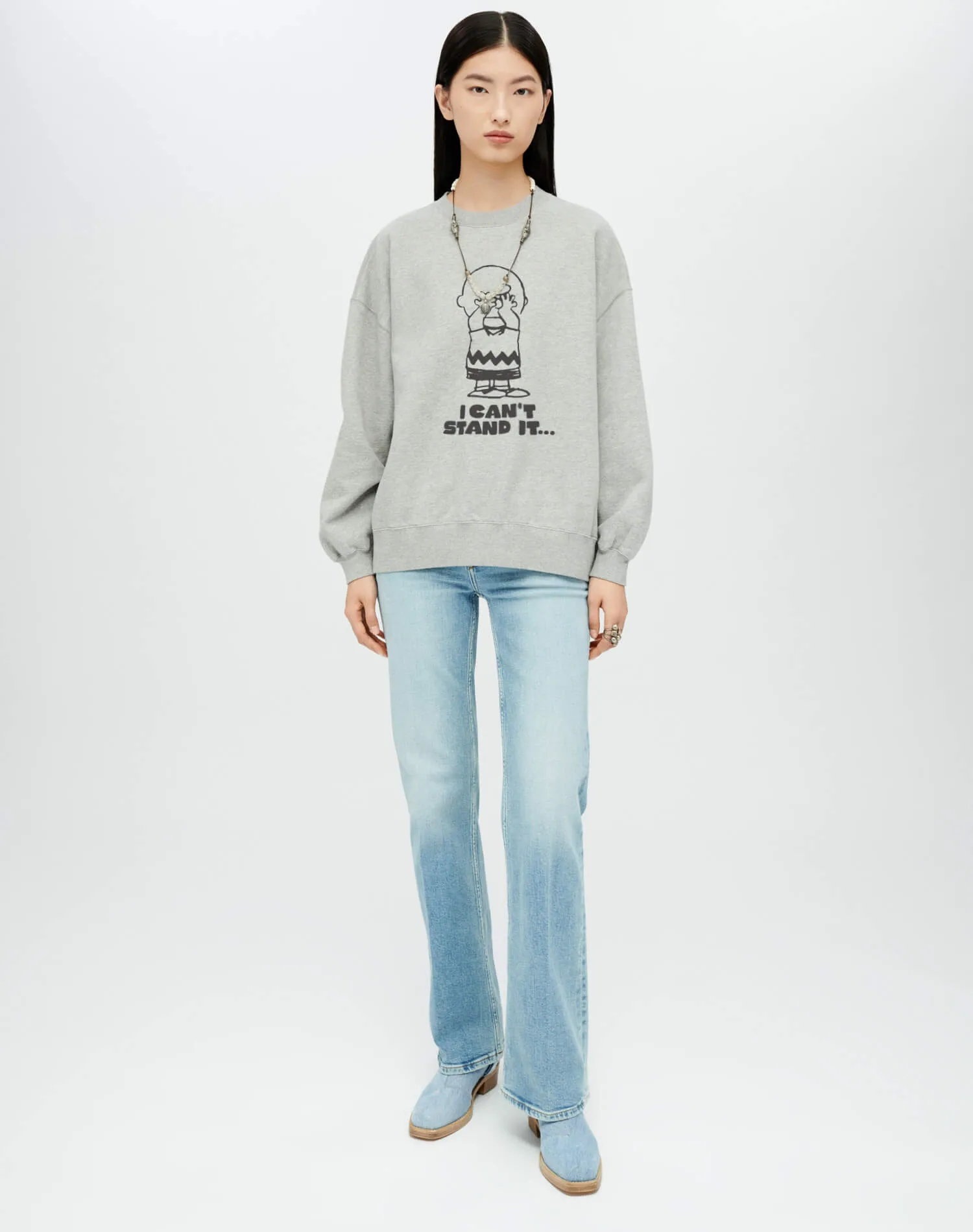 Oversized "Peanuts Can't Stand It" Crewneck - Grey sold by Re/Done product image thumbnail 2