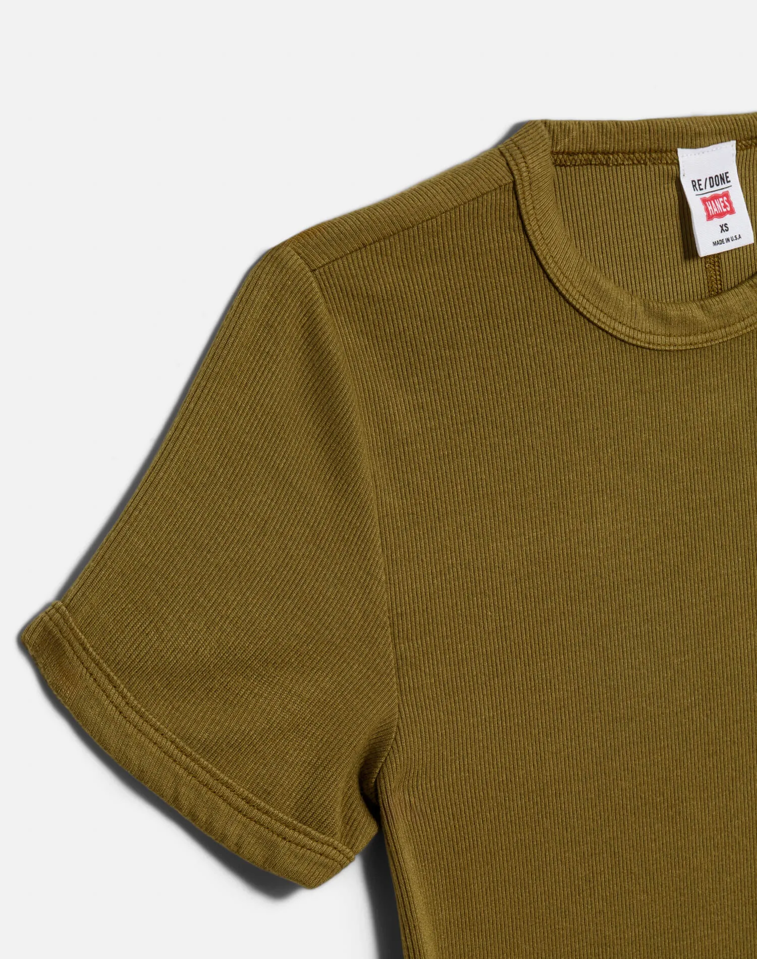 Hanes 90s Ribbed Cap Sleeve Tee - Fatigue sold by Re/Done product image thumbnail 3