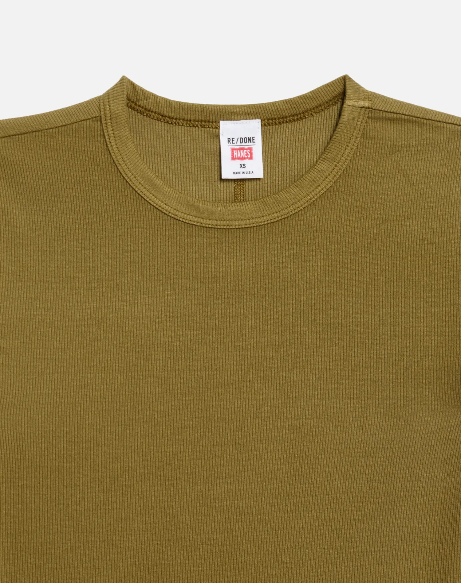 Hanes 90s Ribbed Cap Sleeve Tee - Fatigue sold by Re/Done product image thumbnail 4